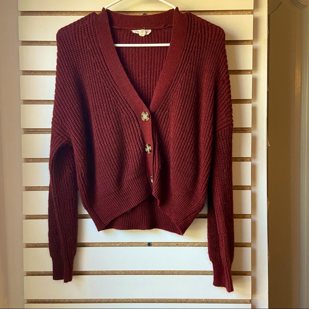 Maroon Cardigan sweater form garage